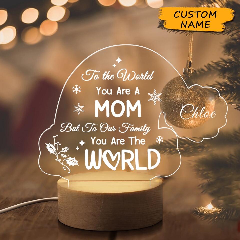 Personalized Christmas Hat Shape Gift For Mom  Acrylic Light