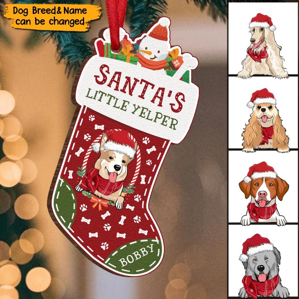 Santa's Little Yelper - Personalized Dog Christmas Wooden Ornament