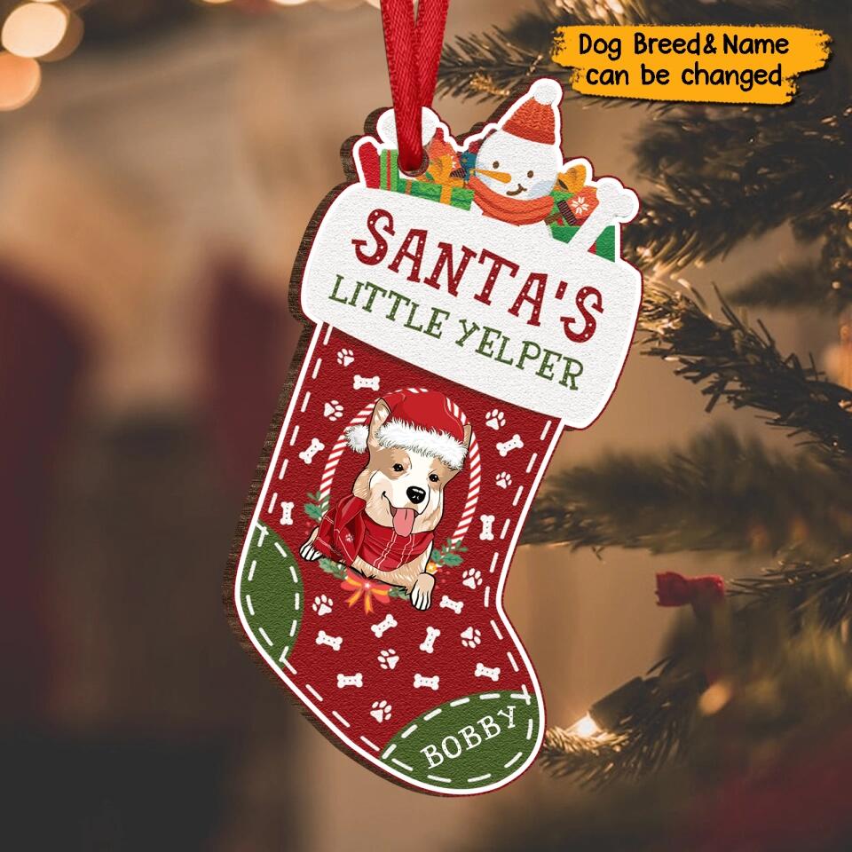 Santa's Little Yelper - Personalized Dog Christmas Wooden Ornament