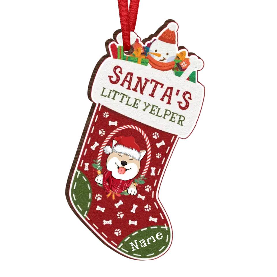 Santa's Little Yelper - Personalized Dog Christmas Wooden Ornament