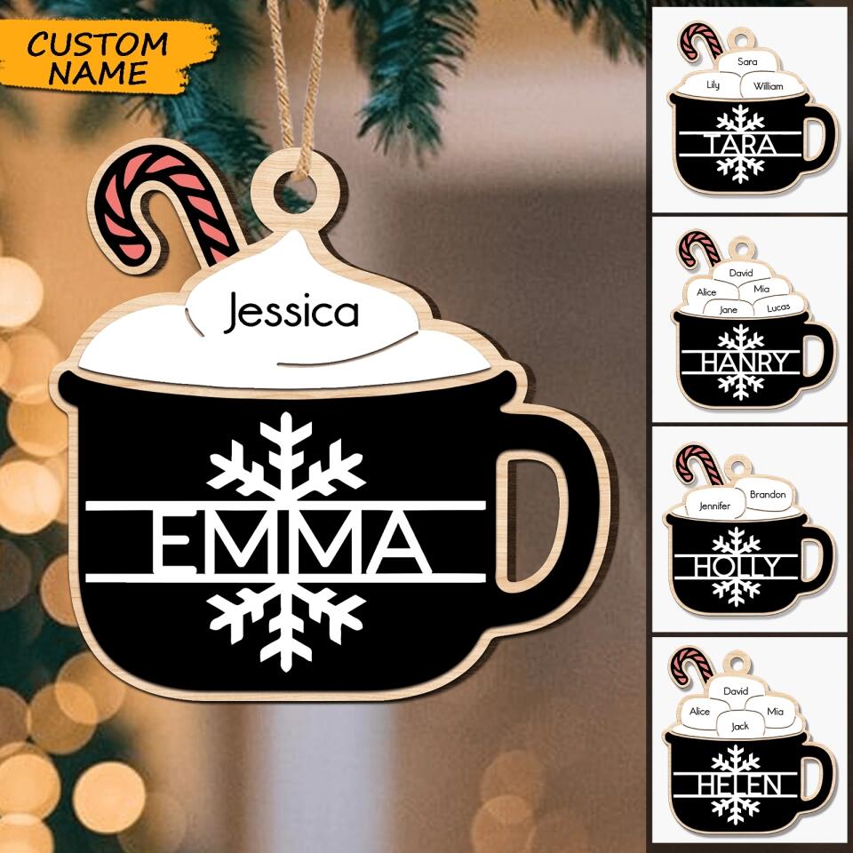 Personalized Christmas Hot Cocoa Family Name Ornament