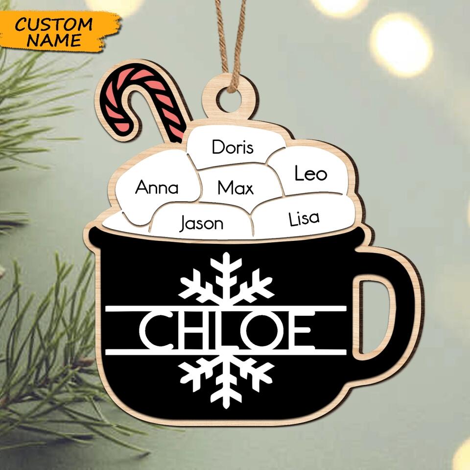 Personalized Christmas Hot Cocoa Family Name Ornament