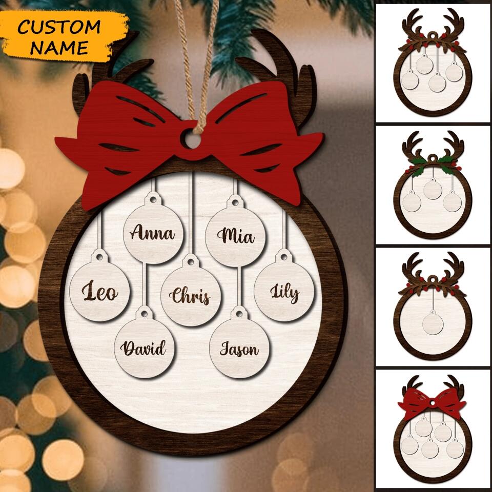 Personalized Family Names 2022 Christmas Reindeer Ornament