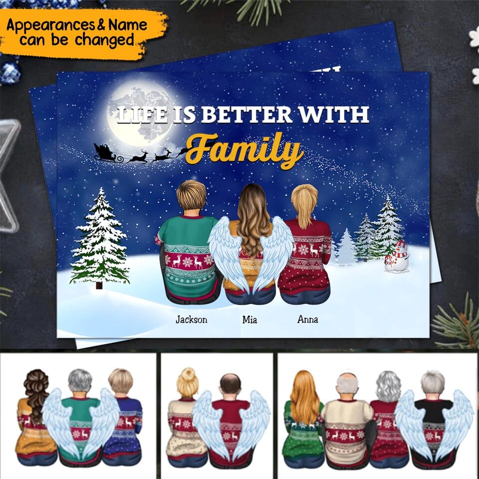 Life Is Better With Family - Personalize Christmas Postcard