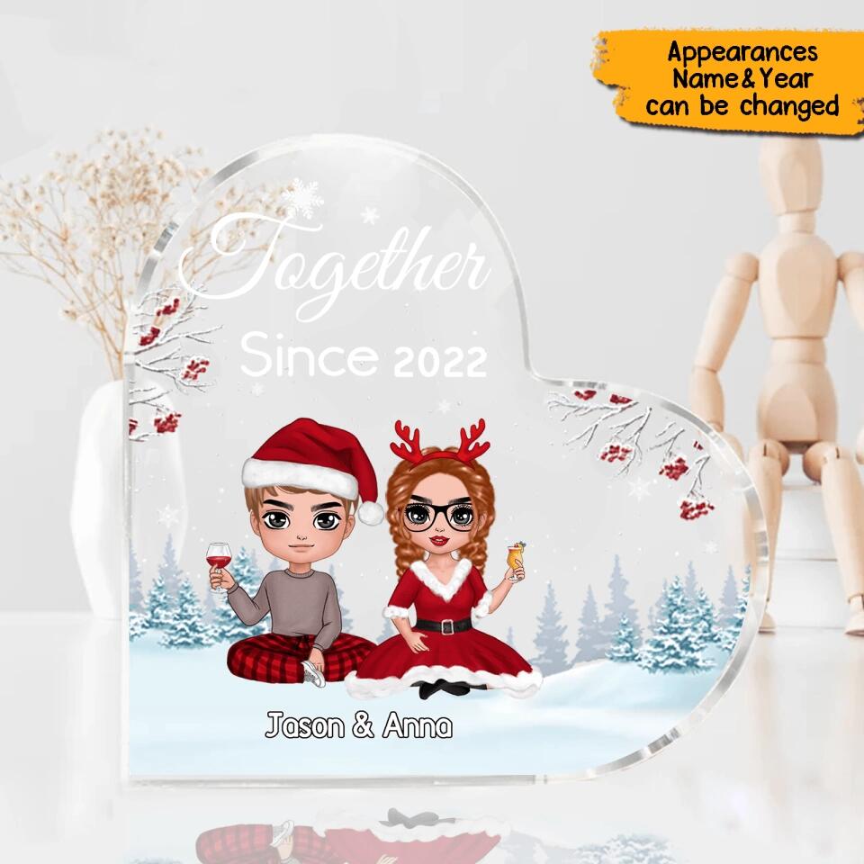 Together Since(Year)-Personalized Couple Christmas Heart-Shaped Acrylic Plaque