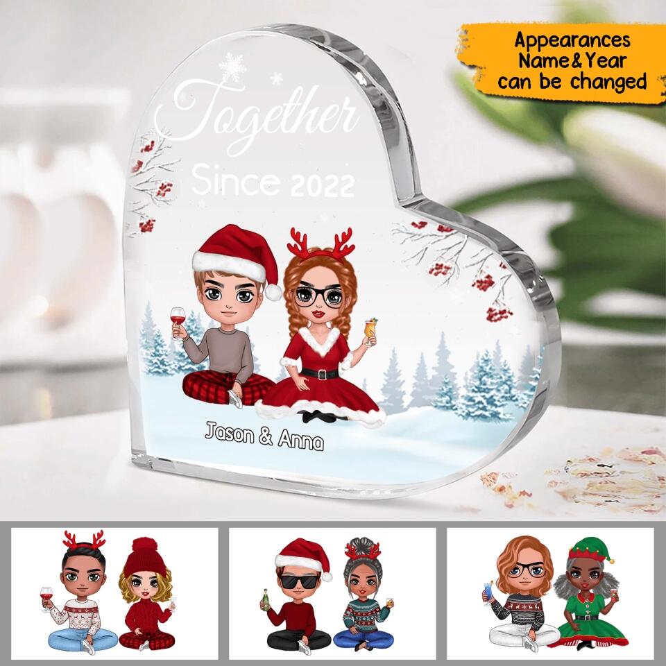 Together Since(Year)-Personalized Couple Christmas Heart-Shaped Acrylic Plaque