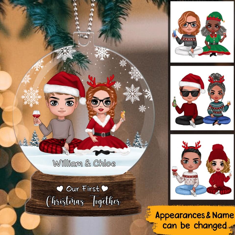 Couple Sitting Christmas-Personalized Acrylic Ornament