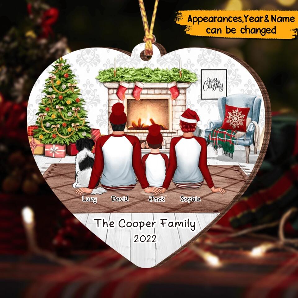 Personalized Couple And Family Heart Shape Christmas Ornament