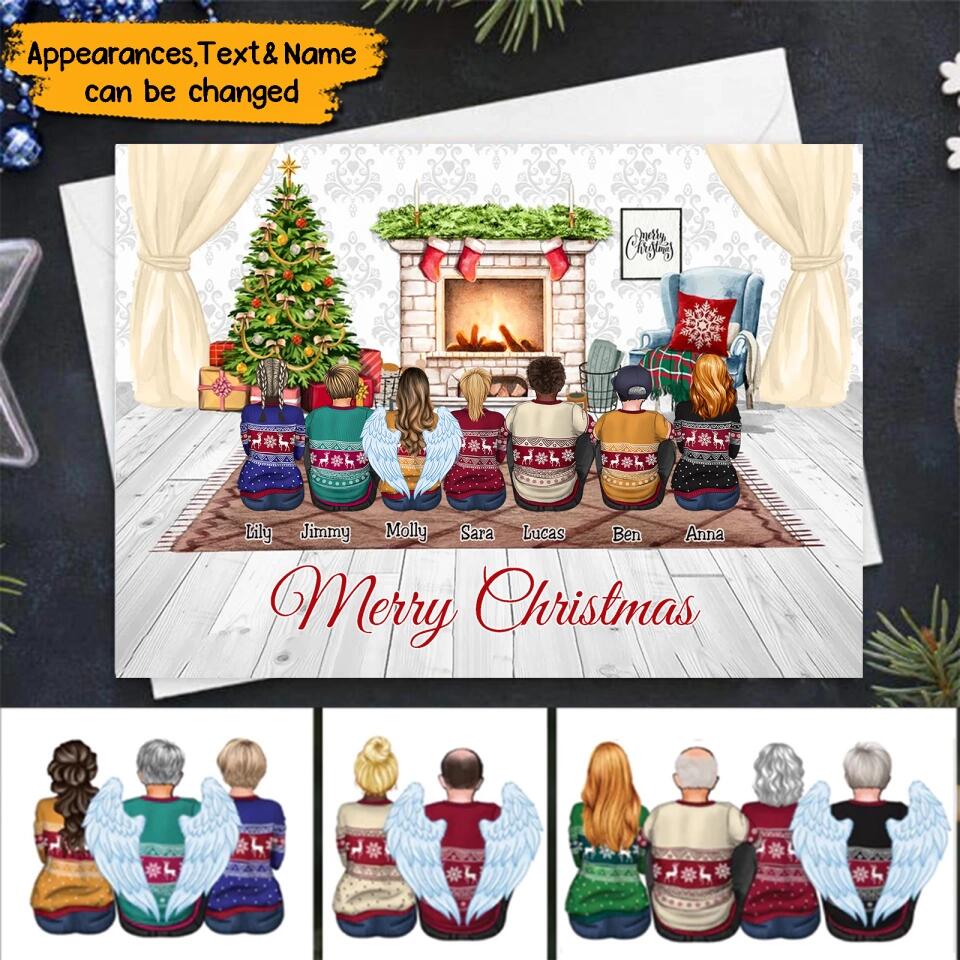 Custom Your Text-Personalized Family In Living Room Christmas Postcard