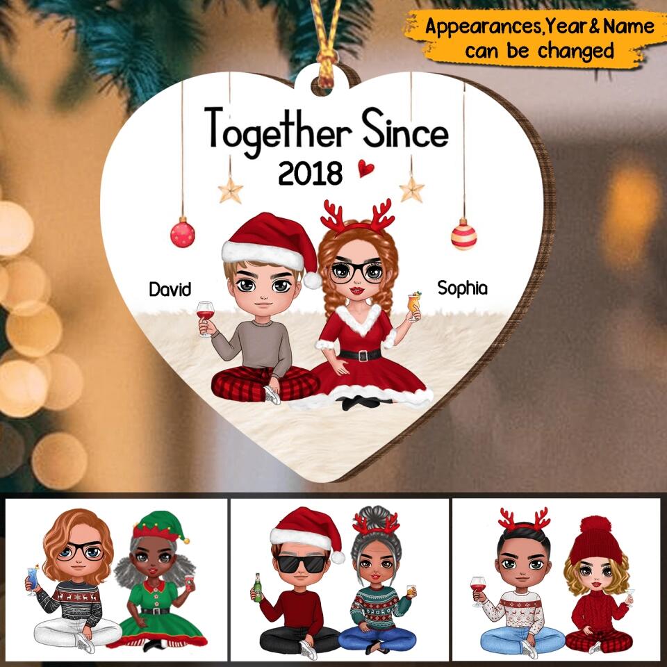 Together Since(Year) - Personalized Couple Heart Shape Christmas Ornament