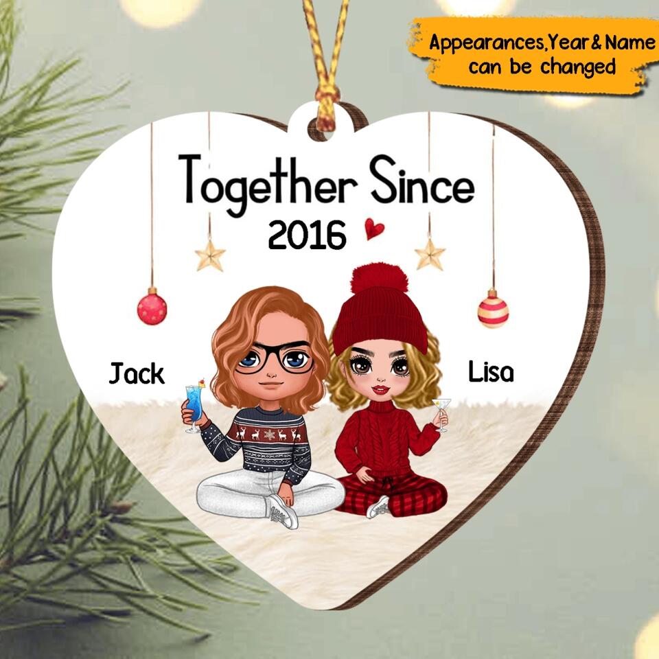 Together Since(Year) - Personalized Couple Heart Shape Christmas Ornament