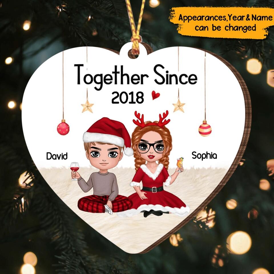 Together Since(Year) - Personalized Couple Heart Shape Christmas Ornament