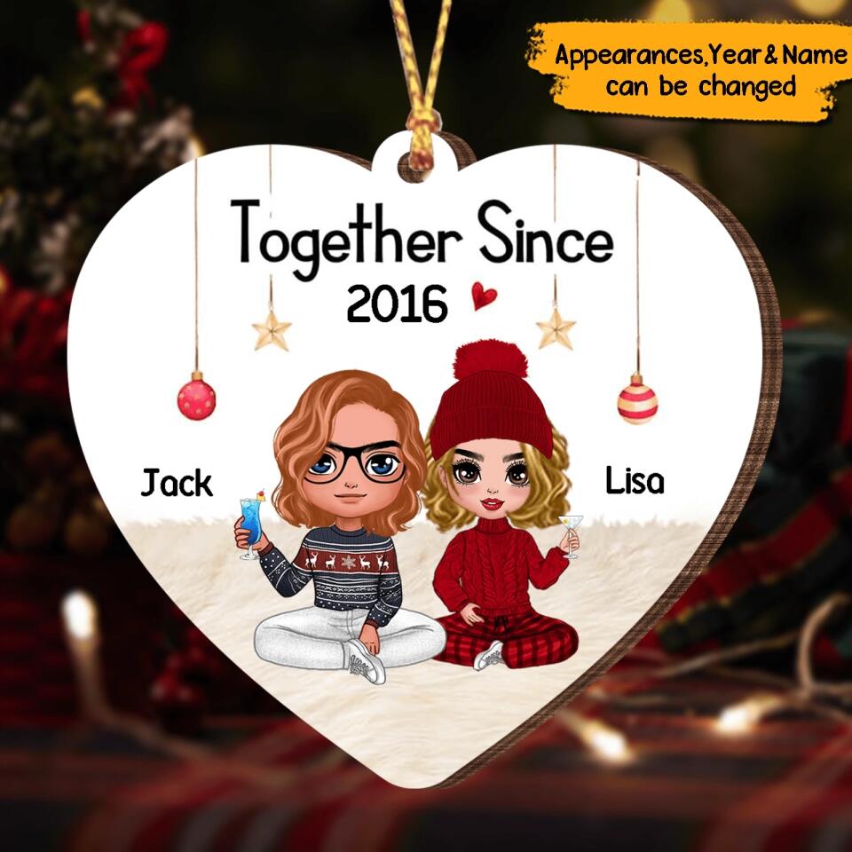 Together Since(Year) - Personalized Couple Heart Shape Christmas Ornament