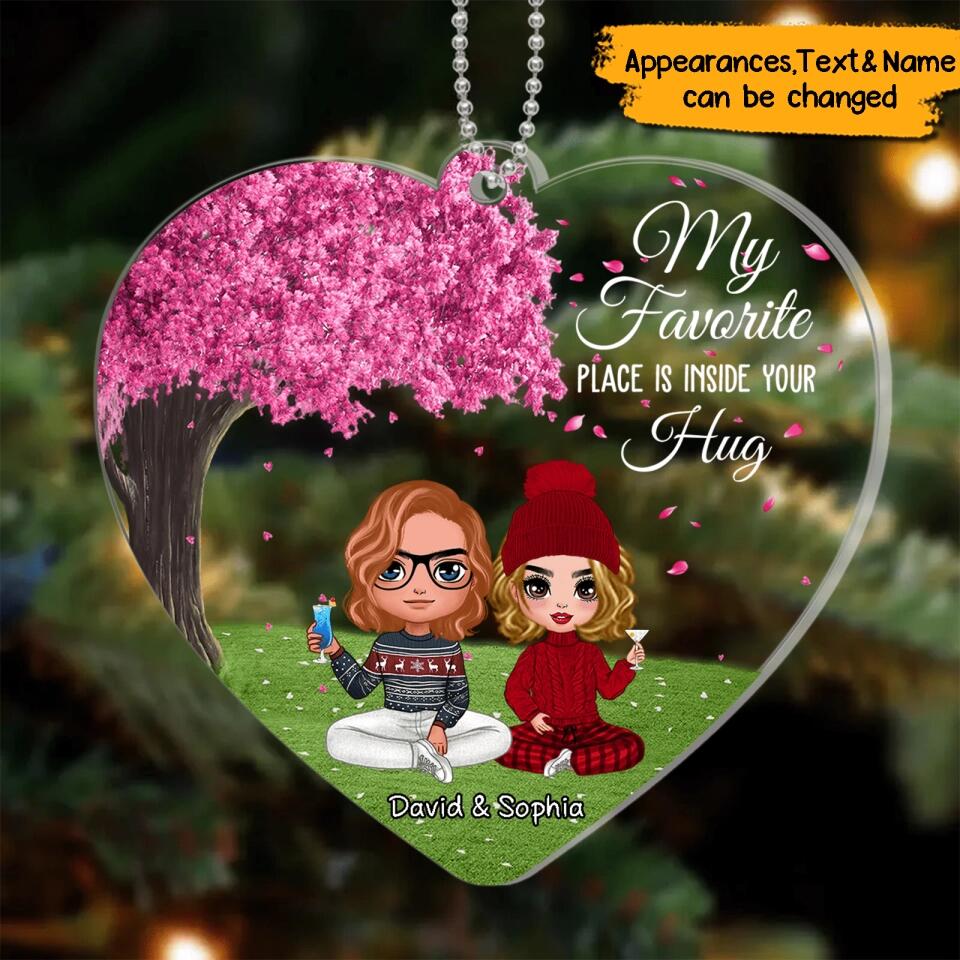 Annoying Each Other For 1 Year- Personalized Couple Heart Shape Christmas  Acrylic Ornament