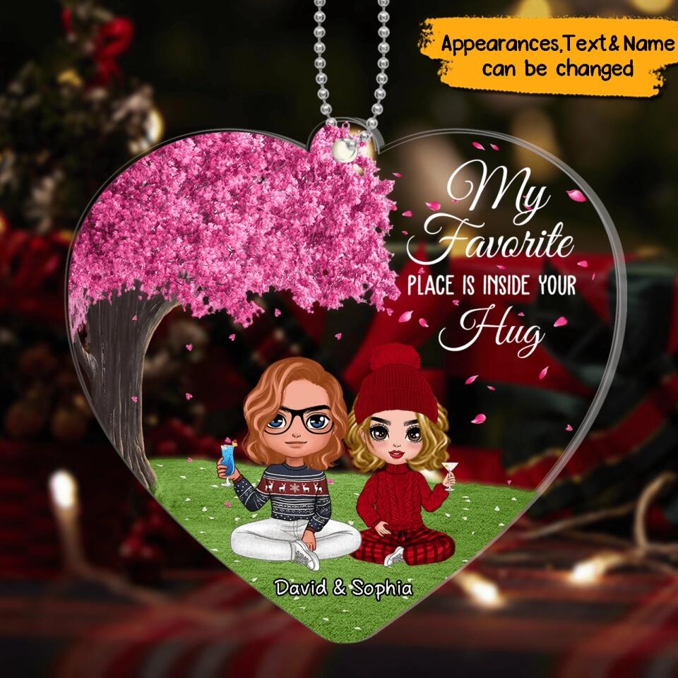 Annoying Each Other For 1 Year- Personalized Couple Heart Shape Christmas  Acrylic Ornament