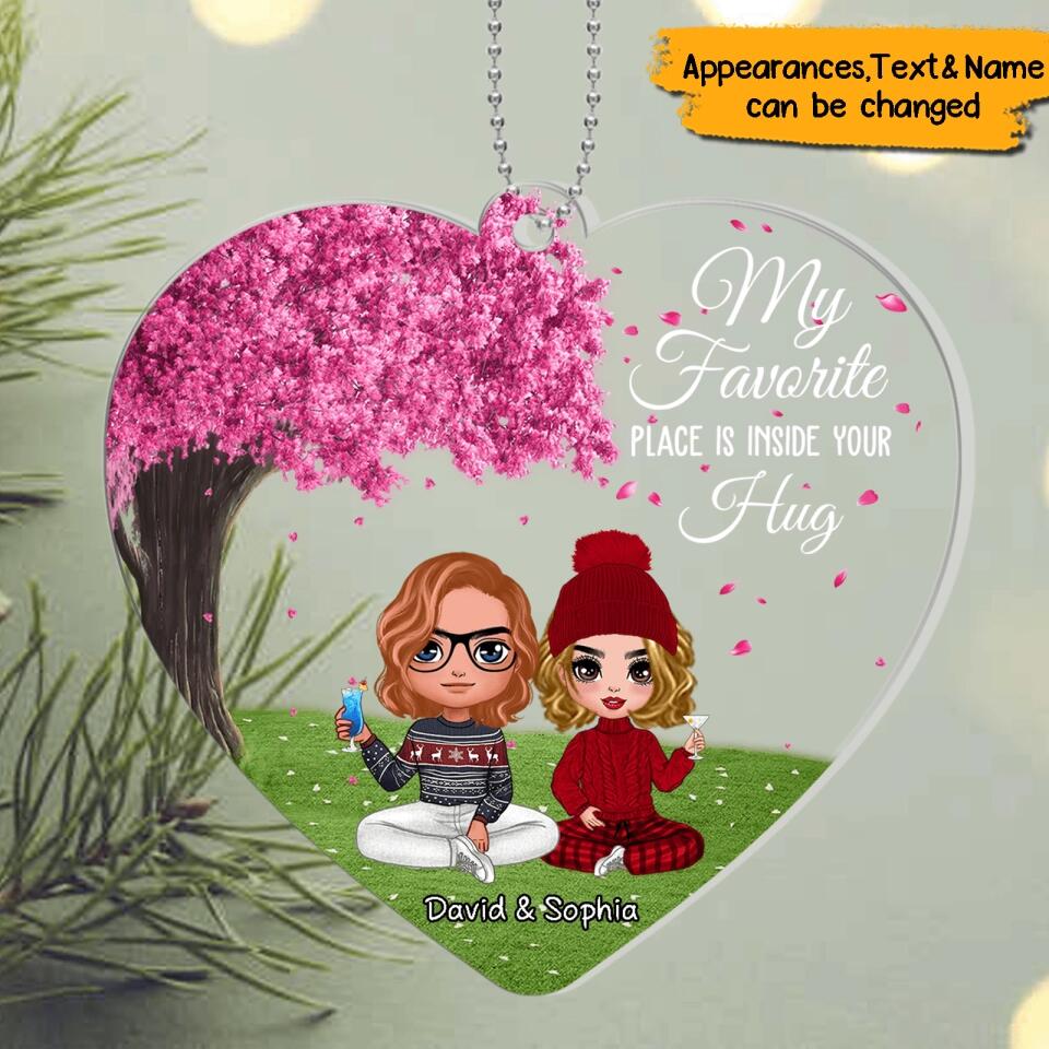 Annoying Each Other For 1 Year- Personalized Couple Heart Shape Christmas  Acrylic Ornament