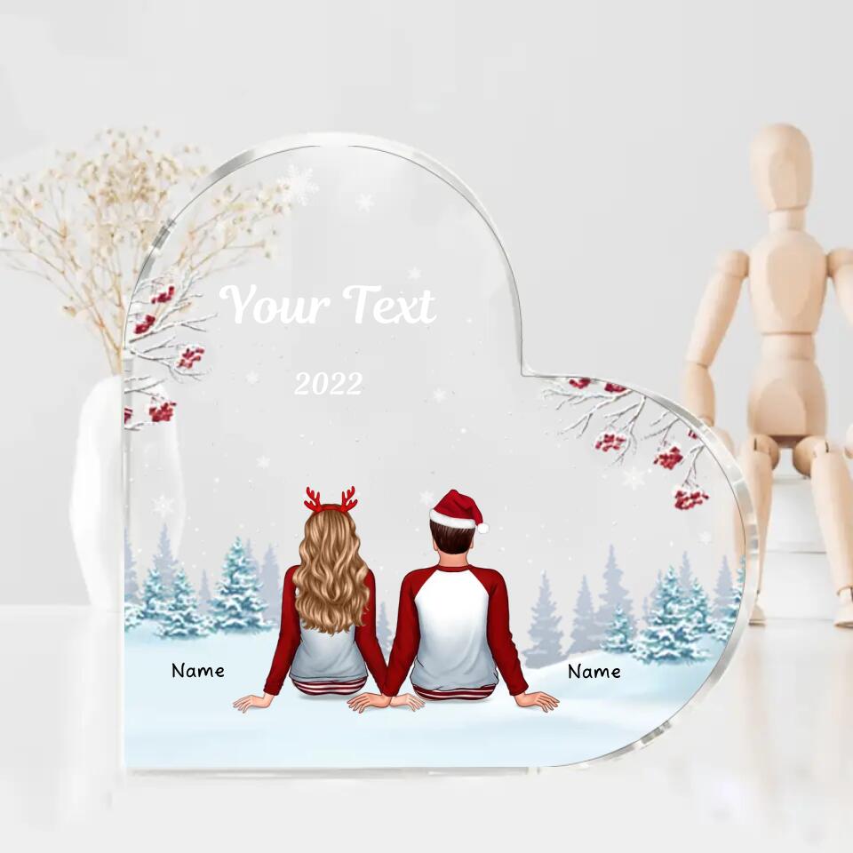 Merry Christmas-Personalized Family Back View Pajamas In Snow Acrylic Plaque