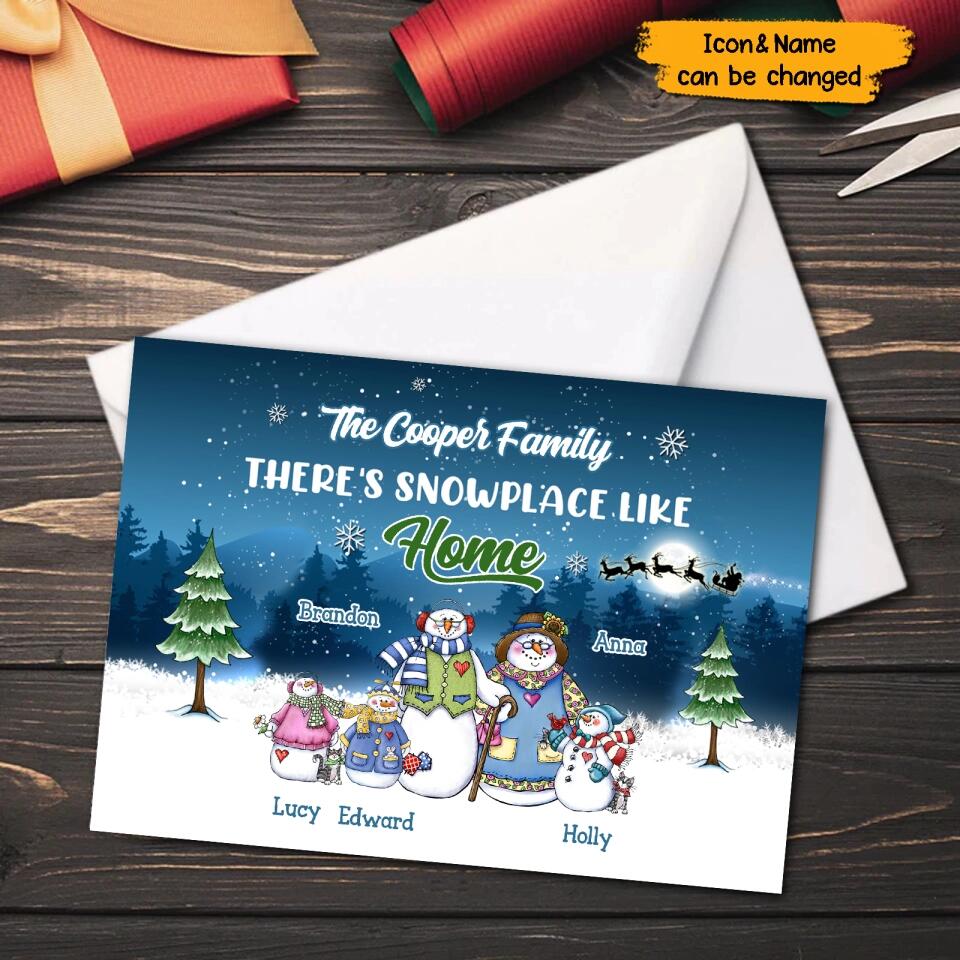 There's Snow Place Like Home-Personalized Snowman Family Christmas Postcard - Gift for Family