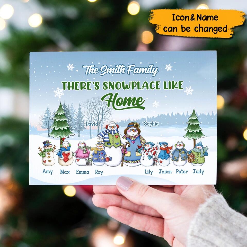 There's Snow Place Like Home-Personalized Snowman Family Christmas Postcard - Gift for Family