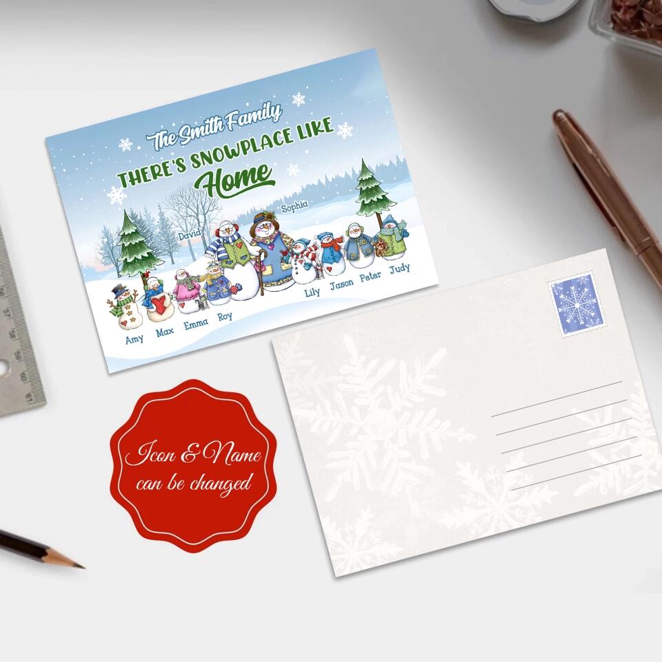 There's Snow Place Like Home-Personalized Snowman Family Christmas Postcard - Gift for Family