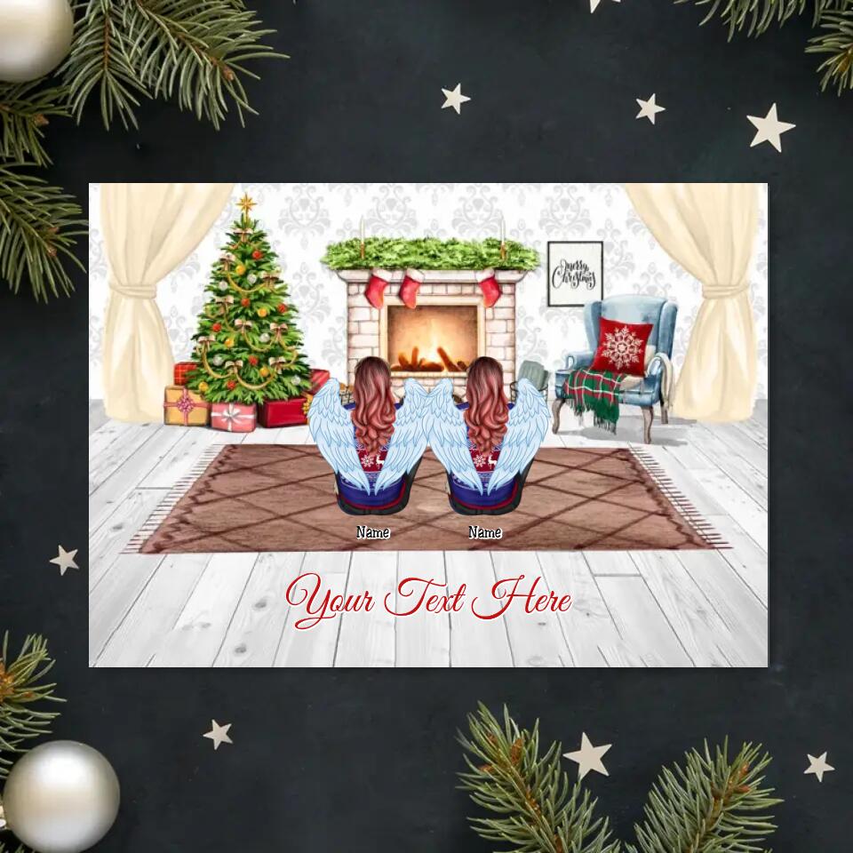 Custom Your Text-Personalized Family In Living Room Christmas Postcard