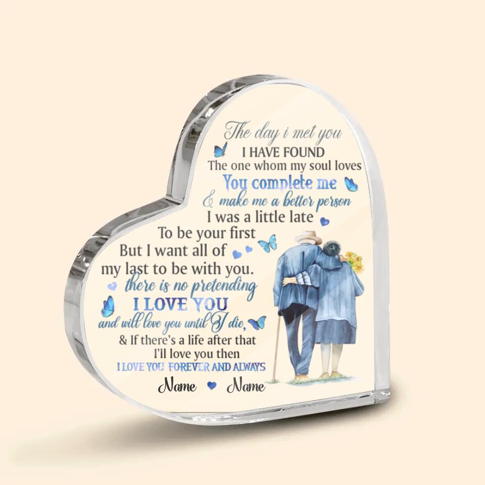 The Day I Met You I Have Found The On-Personalized Couple Heart-Shaped Acrylic Plaque,Family Gift For Couple