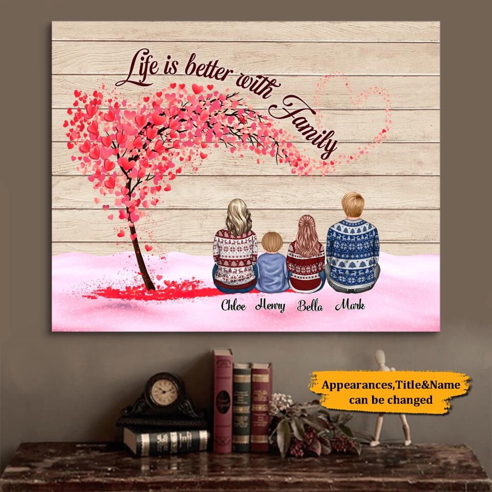 Life Is Better With Family - Personalized Christmas Gift - Wrapped Canvas - Gift For Family