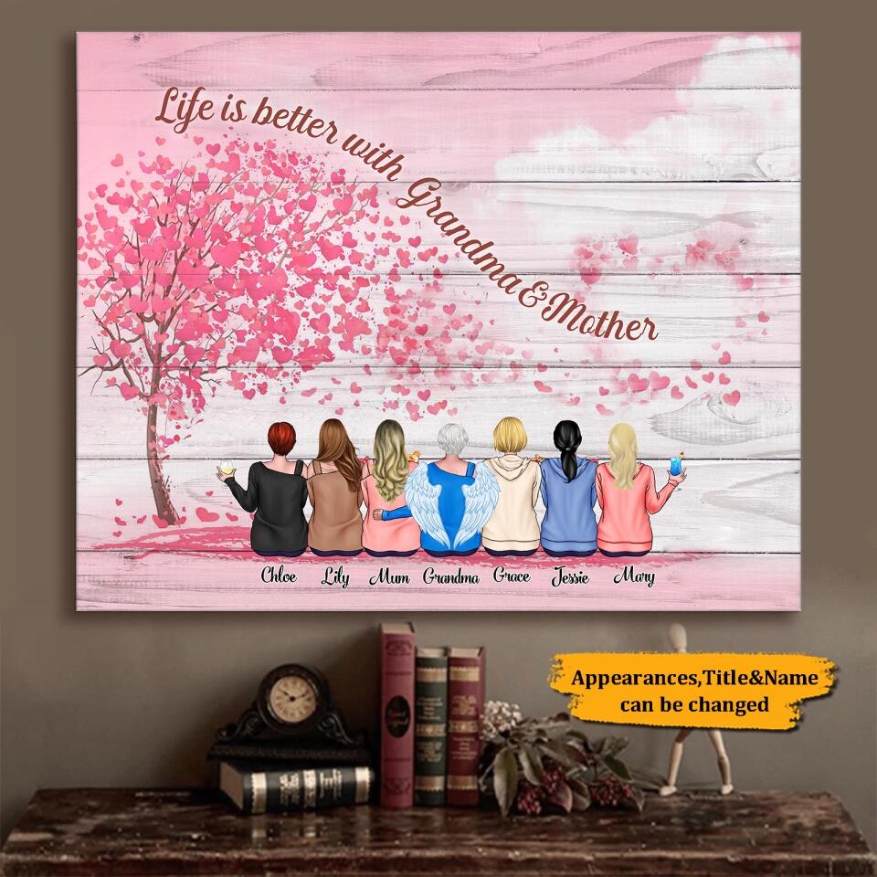 Personalized Grandma&Mother&Daughter Memorial Canvas - Christmas Gift For Grandma, Mother