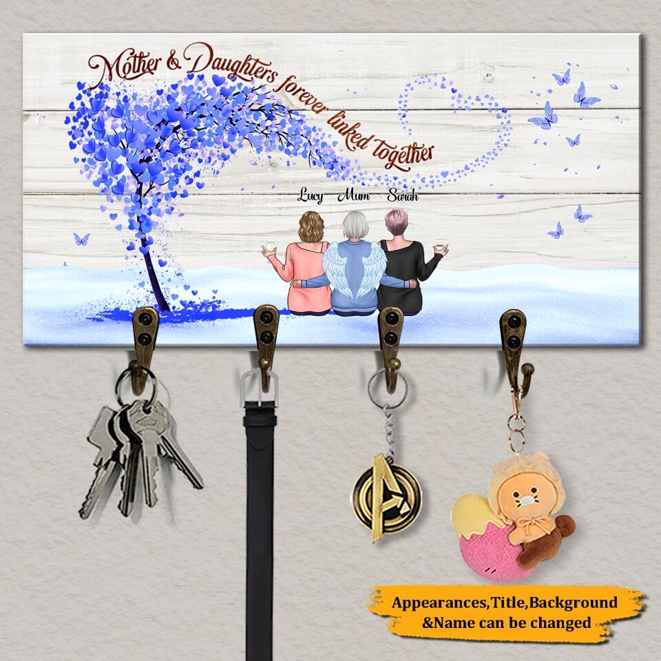 Personalized Mother&Daughter Memorial Wooden Key Hanger - Gift For Family