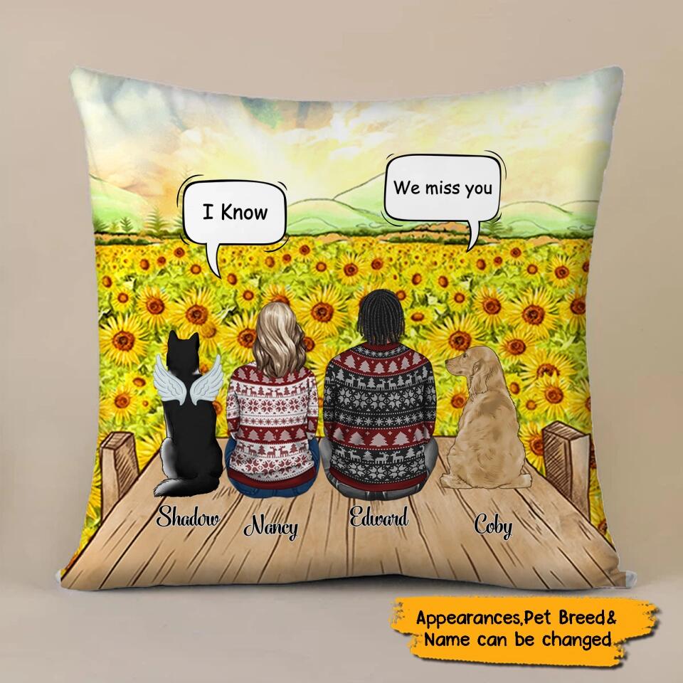 We Still Talk About You - Personalized Couple And Dog&Cat Memorial Pillow