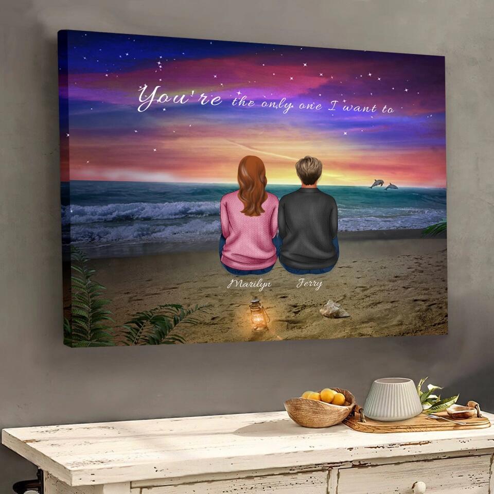 Grow Old Along with Me - Personalized Back View Couple Canvas, Gift For Lover