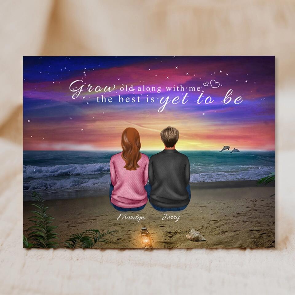 Grow Old Along with Me - Personalized Back View Couple Canvas, Gift For Lover