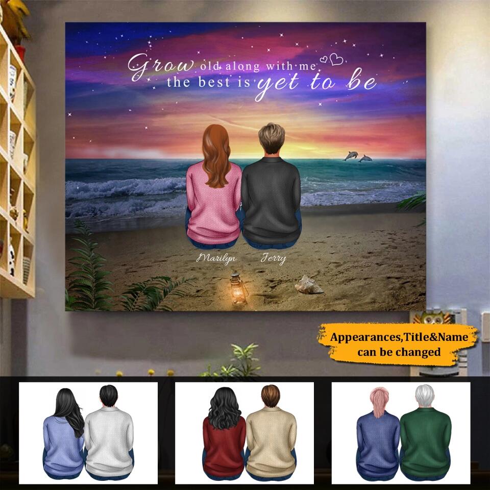 Grow Old Along with Me - Personalized Back View Couple Canvas, Gift For Lover