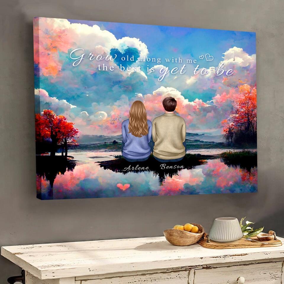 Grow Old Along with Me - Personalized Back View Couple Canvas, Valentine's Day Gift For Lover