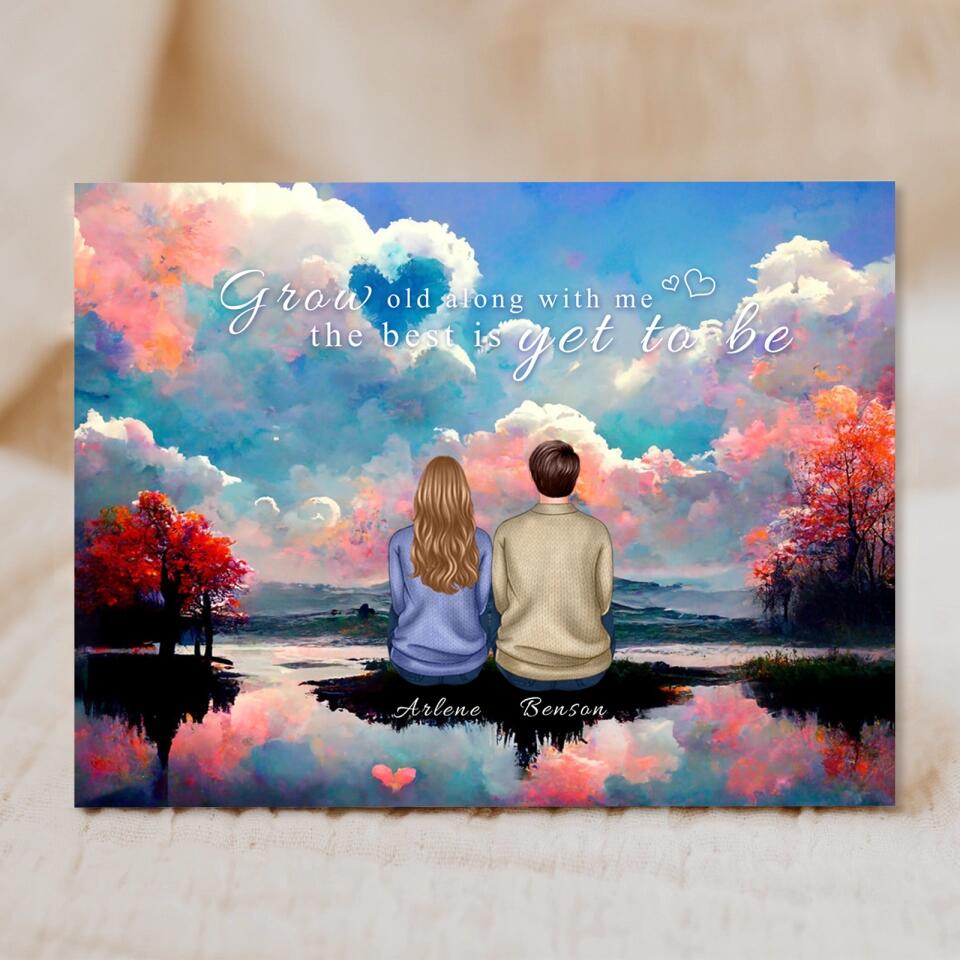 Grow Old Along with Me - Personalized Back View Couple Canvas, Valentine's Day Gift For Lover