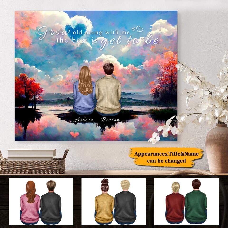 Grow Old Along with Me - Personalized Back View Couple Canvas, Valentine's Day Gift For Lover