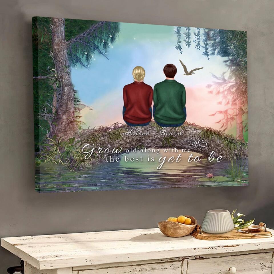 Grow Old Along with Me - Personalized Back View Couple Canvas, Valentine's Day Gift For Lover