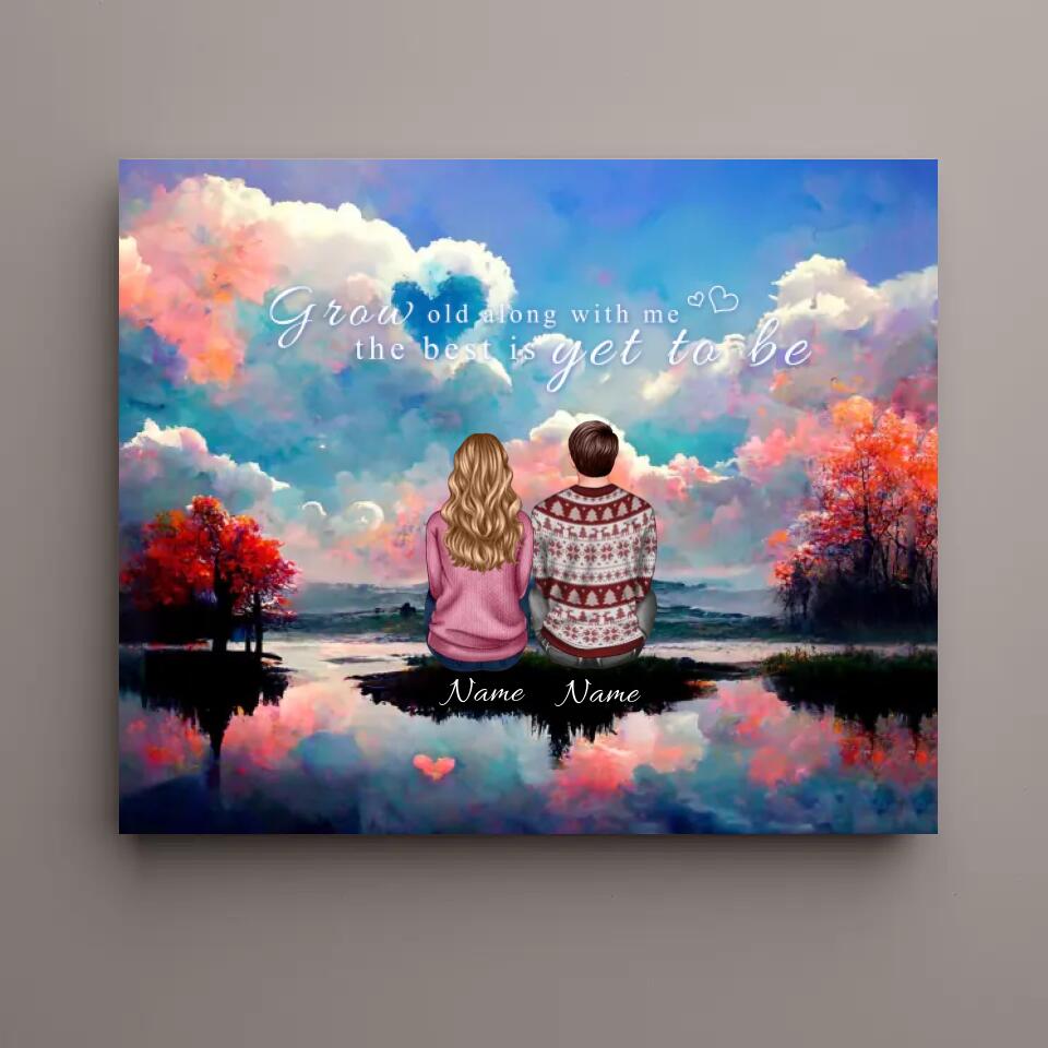 Grow Old Along with Me - Personalized Back View Couple Canvas, Valentine's Day Gift For Lover