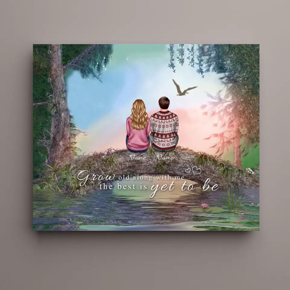 Grow Old Along with Me - Personalized Back View Couple Canvas, Valentine's Day Gift For Lover