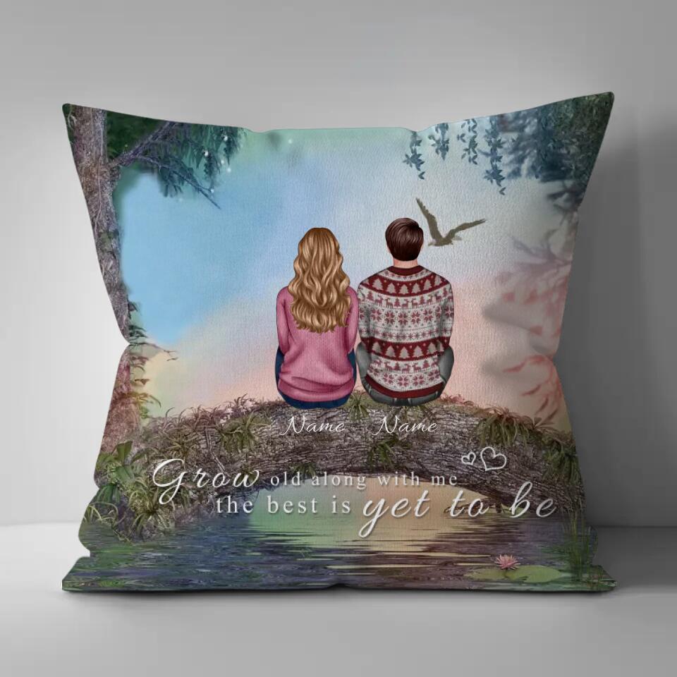 Grow Old Along with Me - Personalized Back View Couple Pillow, Valentine's Day Gift For Lover