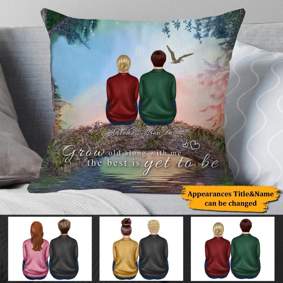 Grow Old Along with Me - Personalized Back View Couple Pillow, Valentine's Day Gift For Lover