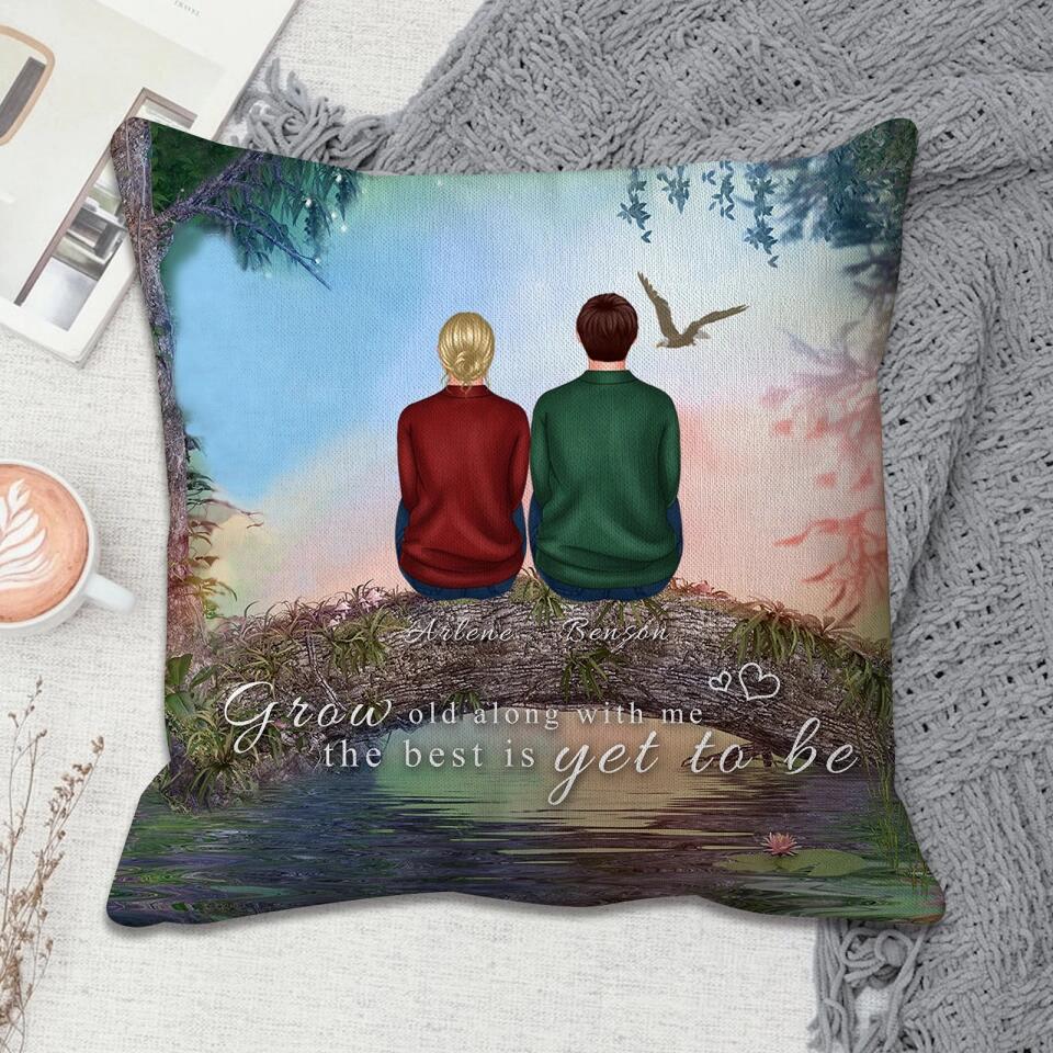 Grow Old Along with Me - Personalized Back View Couple Pillow, Valentine's Day Gift For Lover