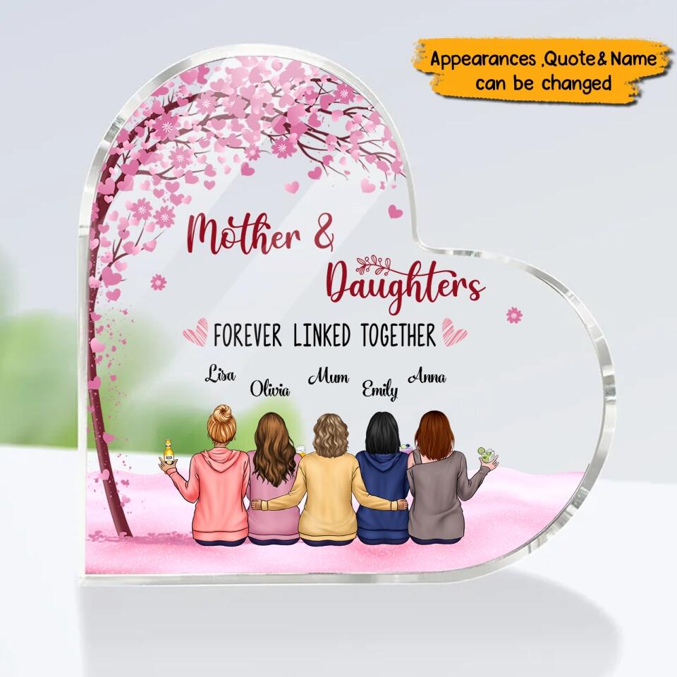 Mother&Daughter Forever Linked Together 
 - Personalized Heart-Shaped Acrylic Plaque