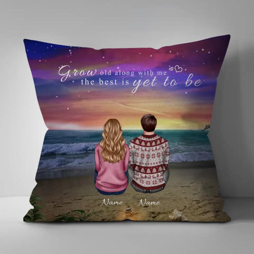 Grow Old Along with Me - Personalized Back View Couple Pillow, Gift For Lover