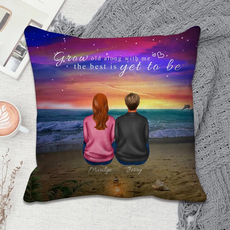 Grow Old Along with Me - Personalized Back View Couple Pillow, Gift For Lover