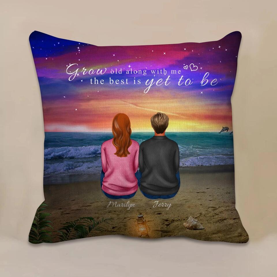 Grow Old Along with Me - Personalized Back View Couple Pillow, Gift For Lover