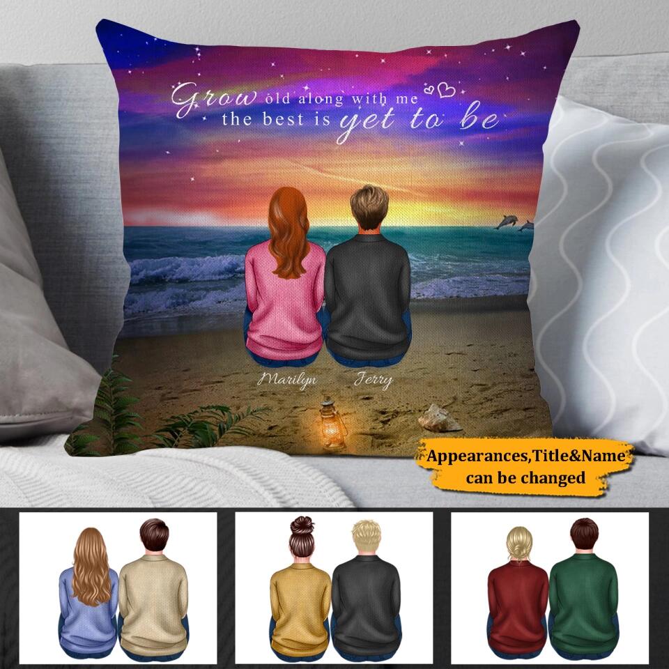 Grow Old Along with Me - Personalized Back View Couple Pillow, Gift For Lover