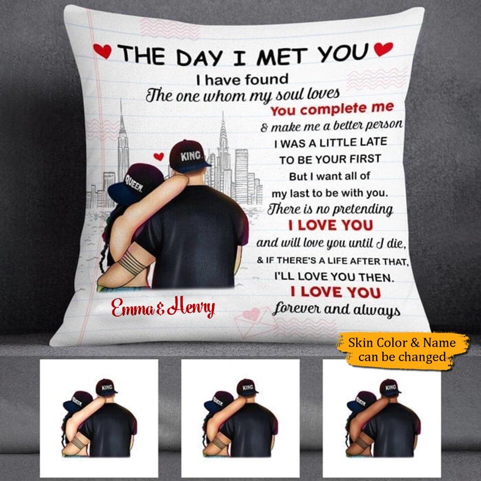 Couple The Day I Met You - Personalized Couple Pillow - Gift for Your Lover