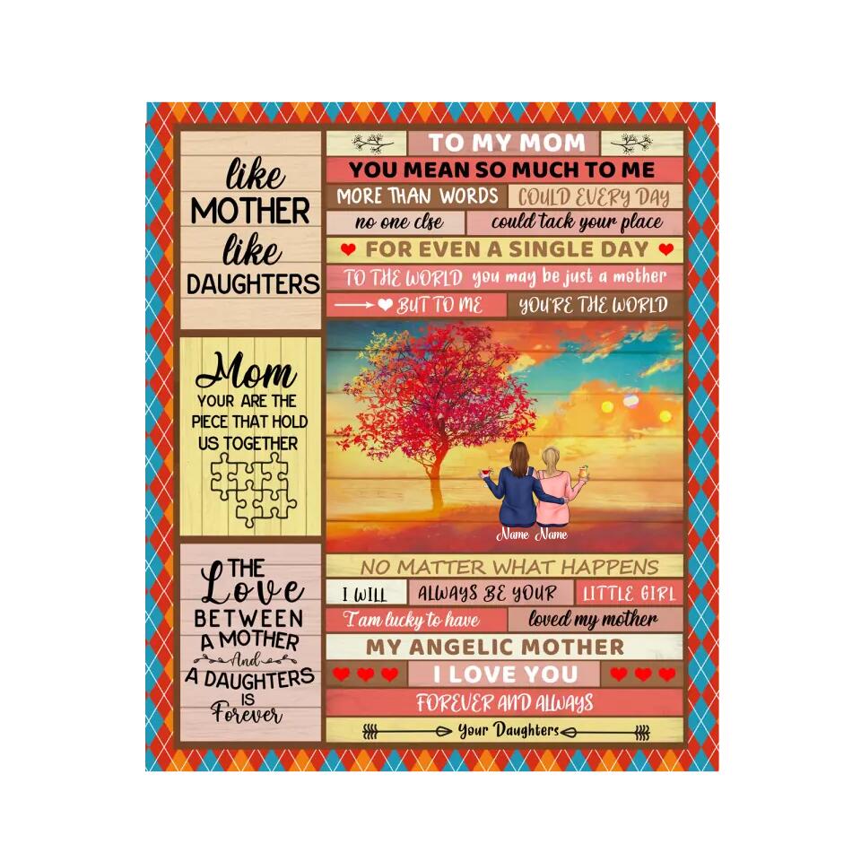 Mother&Daughter Forever Linked Together -  Personalized Blanket, Gift for Family