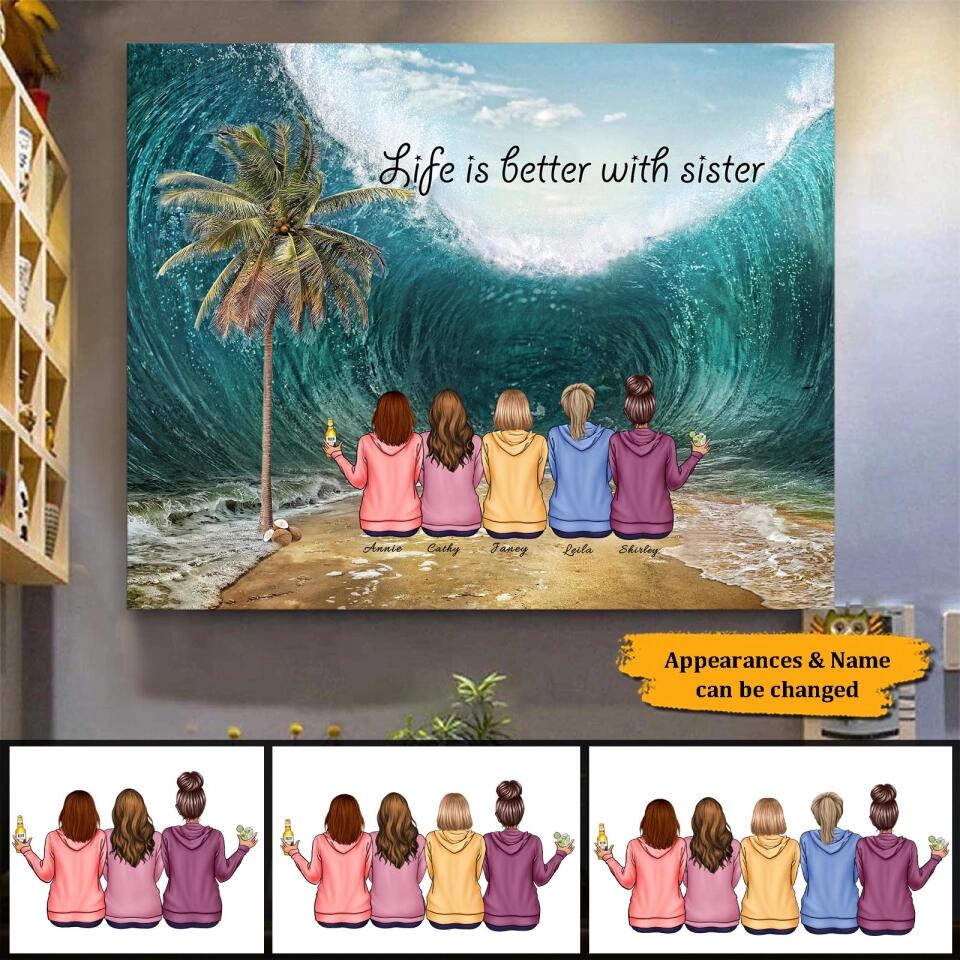 Life Is Better With Sister - Personalized  Canvas - Gift for Family,Friends